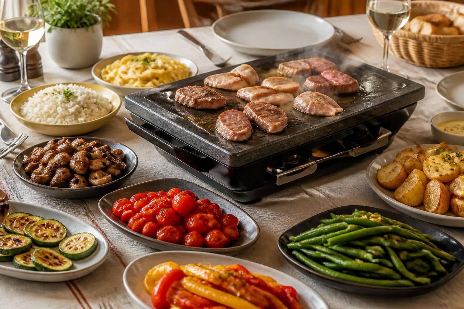 découvrez des idées simples et savoureuses de légumes et féculents pour accompagner votre pierrade et créer un repas convivial en famille ou entre amis.